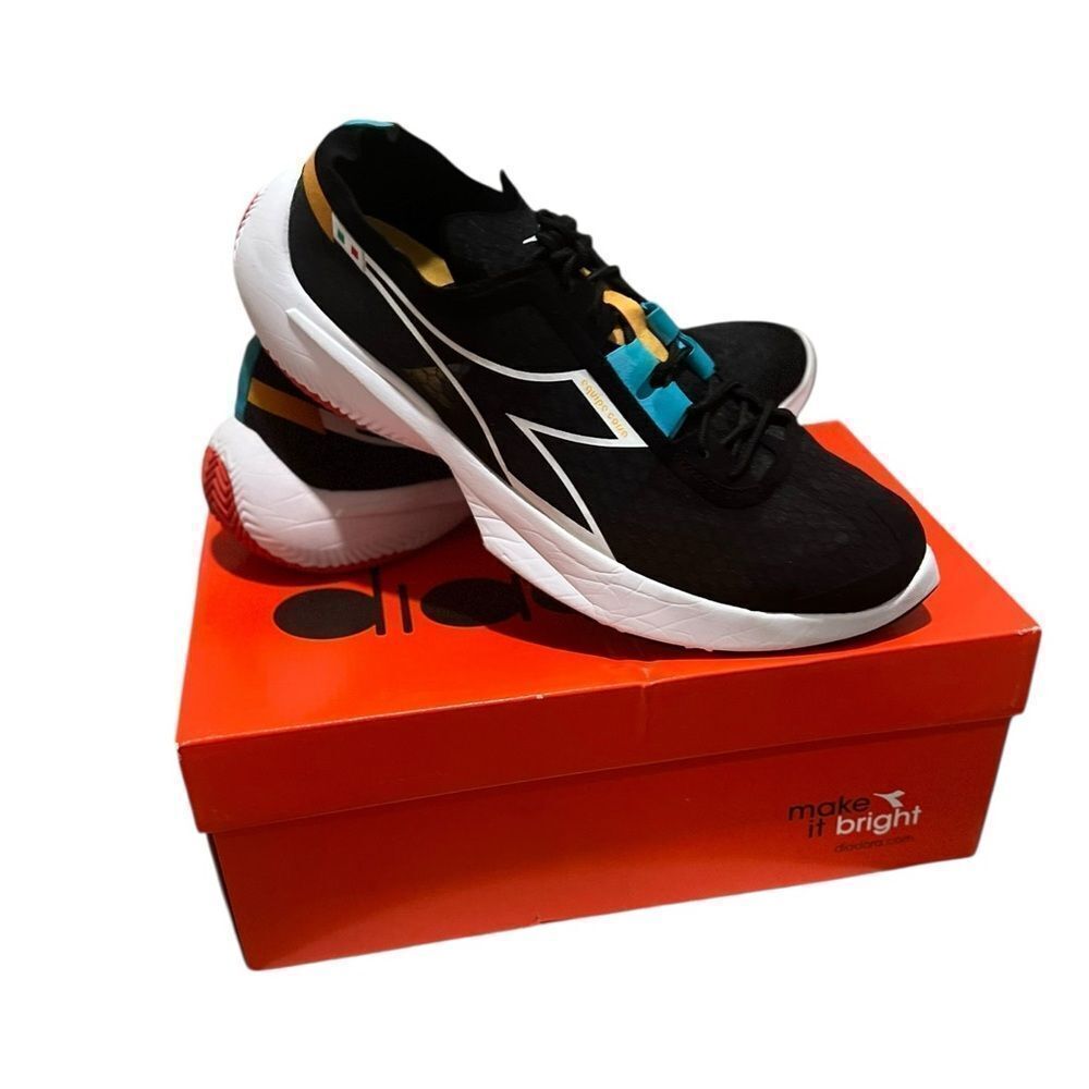 Diadora Equipe Atomo V7000 Carbon Plate Running Shoes Black White NWT 12